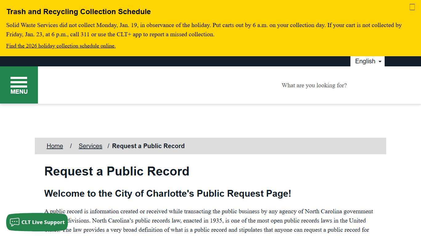 Request a Public Record - City of Charlotte